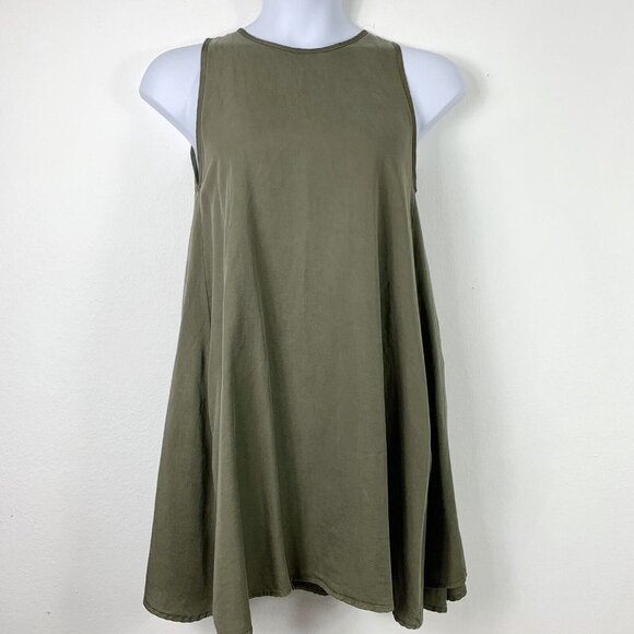 NU Construction Medium Dress Shift A Line Olive Green Tank Womens Dress - Picture 2 of 6